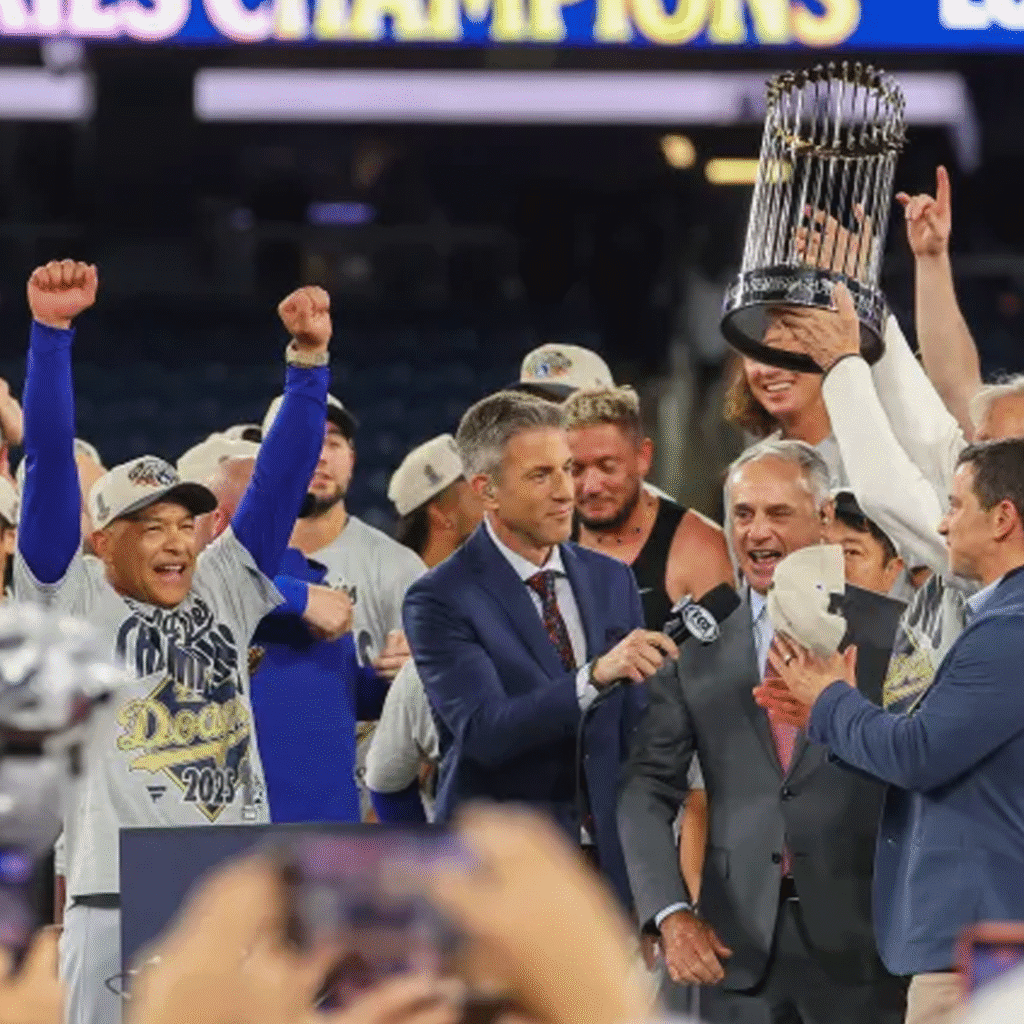 The Los Angeles Dodgers made history again. Photo By steel frame video MLB.com