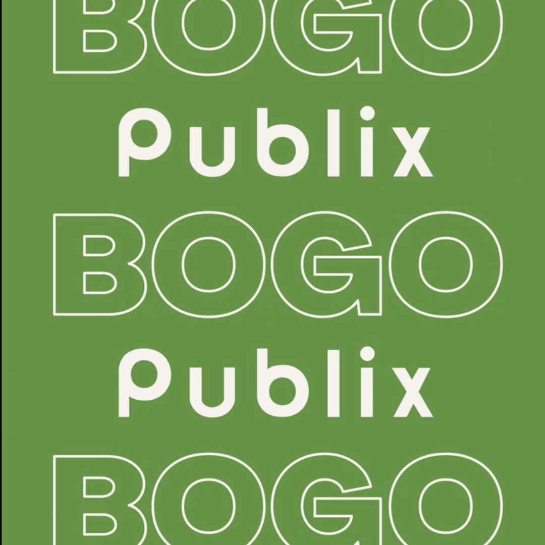 BOGO at Publix- Eat well, spend less, and live better. Credit Publix