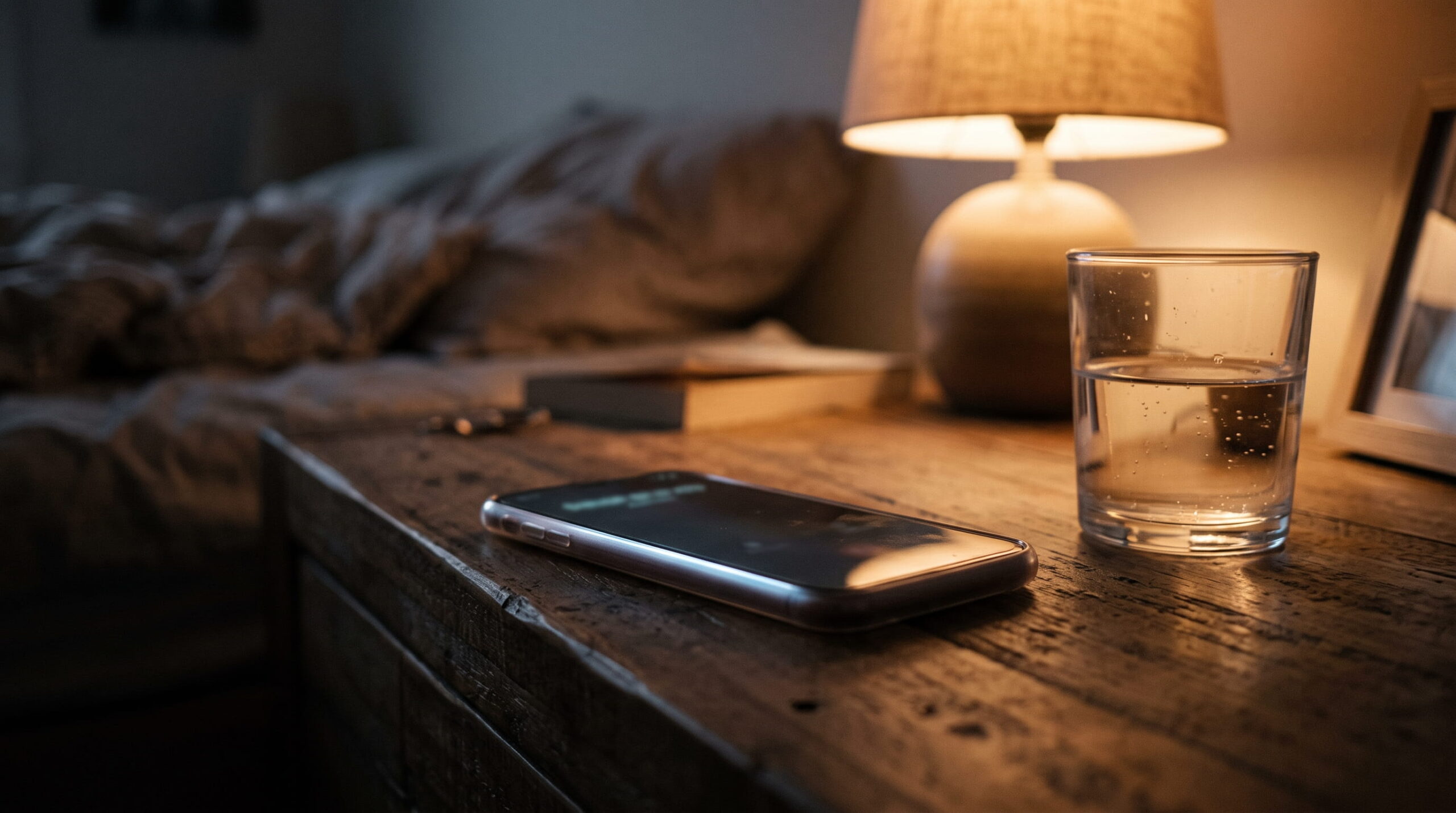 Phone on a nightstand at night with do not disturb exceptions letting one call through