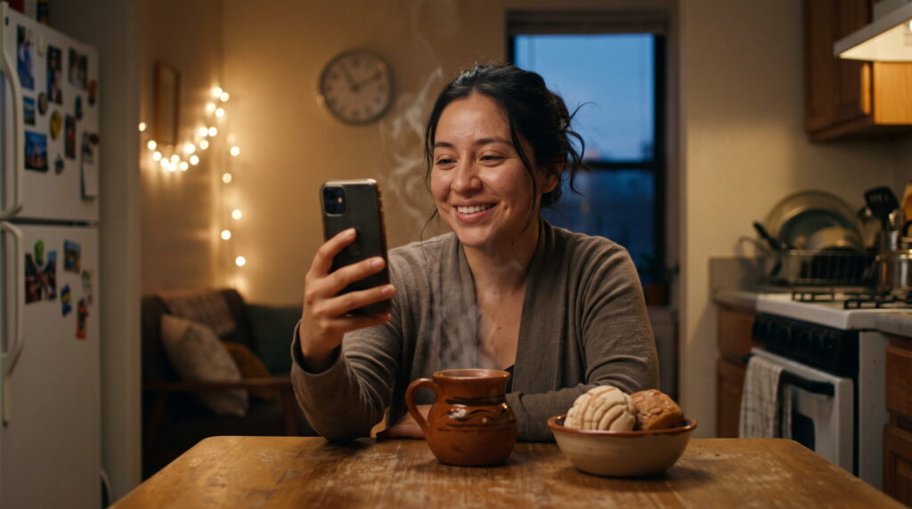 Mexico City will be 2 hours ahead of L.A. after Nov. 1, and your Sunday call to mamá moves with it. Woman on a video call with family in Mexico, time change November 2026 Mexico